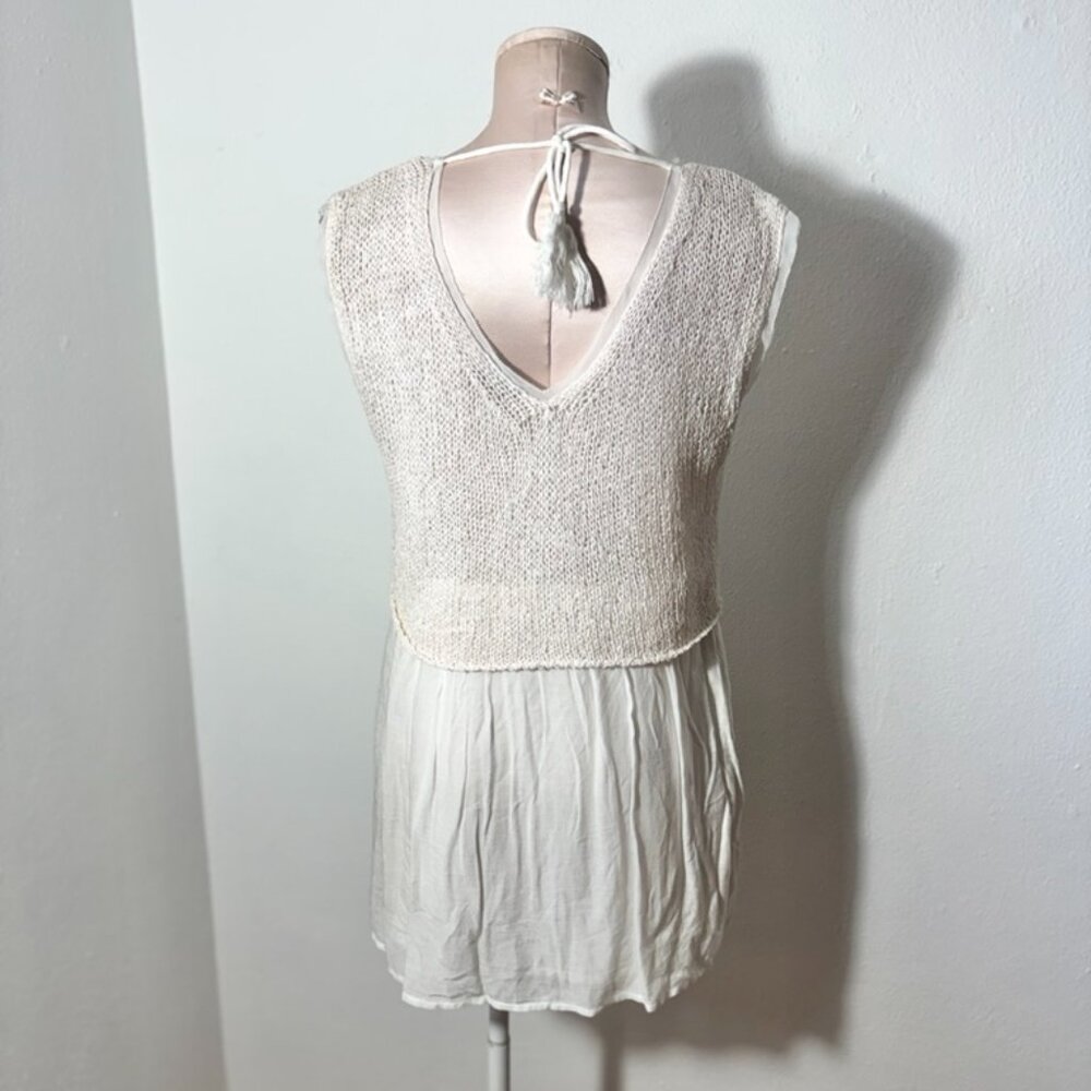 Mint Velvet Knit Open Back Cream Colored Top Blouse Size 12 - Picture 4 of 13